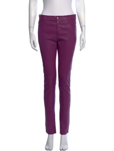 Pre-owned Zadig & Voltaire Lamb Leather Skinny Leg Pants In Purple