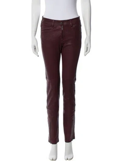 Pre-owned Zadig & Voltaire Lamb Leather Skinny Leg Pants In Red