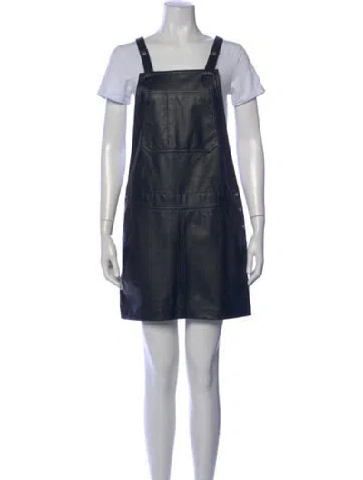 Pre-owned Zadig & Voltaire Lamb Leather Square Neckline Overalls In Blue