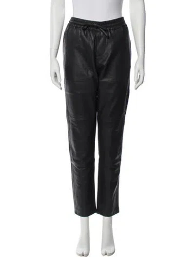Pre-owned Zadig & Voltaire Lamb Leather Straight Leg Pants In Black