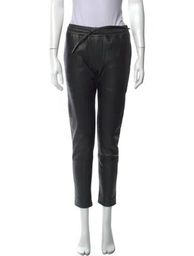 Pre-owned Zadig & Voltaire Lamb Leather Straight Leg Pants In Black