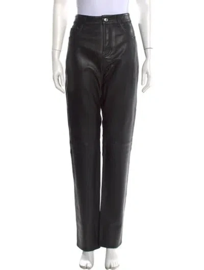 Pre-owned Zadig & Voltaire Lamb Leather Straight Leg Pants In Black