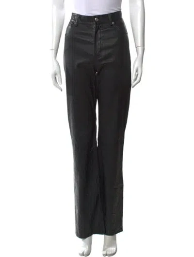 Pre-owned Zadig & Voltaire Lamb Leather Straight Leg Pants In Black