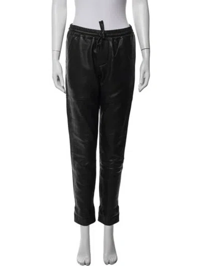 Pre-owned Zadig & Voltaire Lamb Leather Straight Leg Pants In Blue