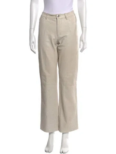 Pre-owned Zadig & Voltaire Lamb Leather Straight Leg Pants In Neutrals