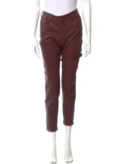 Pre-owned Zadig & Voltaire Lamb Leather Straight Leg Pants In Red