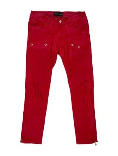 Pre-owned Zadig & Voltaire Lamb Leather Straight Leg Pants In Red