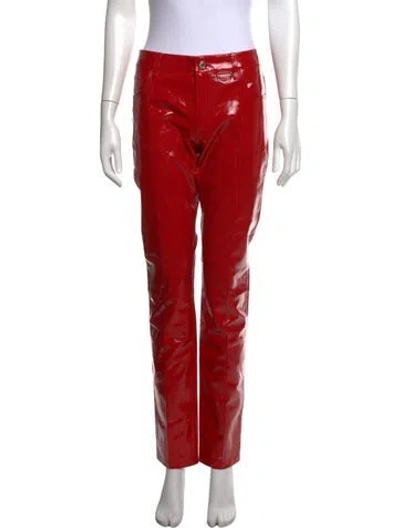 Pre-owned Zadig & Voltaire Lamb Leather Straight Leg Pants In Red