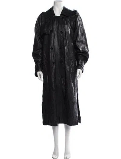 Pre-owned Zadig & Voltaire Lamb Leather Trench Coat In Black