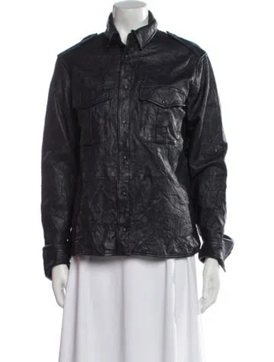 Pre-owned Zadig & Voltaire Lamb Leather Utility Jacket In Black