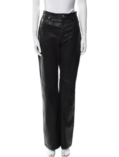 Pre-owned Zadig & Voltaire Lamb Leather Wide Leg Pants In Black