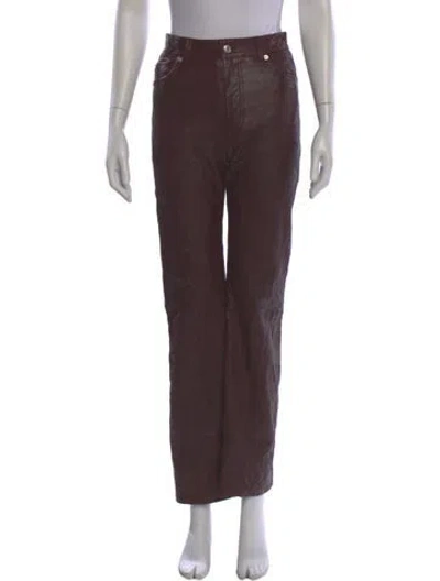 Pre-owned Zadig & Voltaire Lamb Leather Wide Leg Pants In Brown