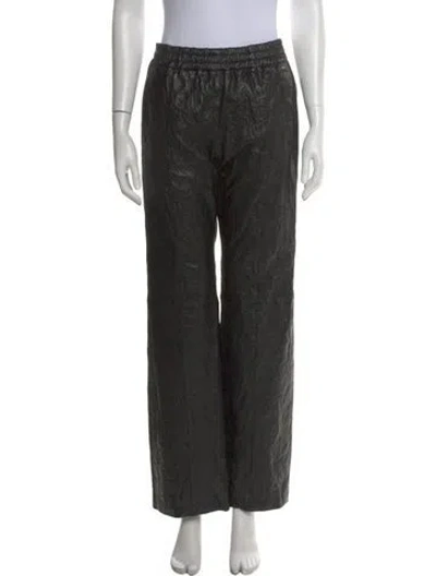 Pre-owned Zadig & Voltaire Lamb Leather Wide Leg Pants In Green