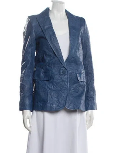 Pre-owned Zadig & Voltaire Lambskin Blazer W/ Tags In Blue