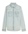Zadig & Voltaire Saby Studded Denim Button-up Shirt In Multi