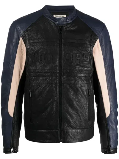 Zadig & Voltaire Late Biker Leather Jacket In Noir