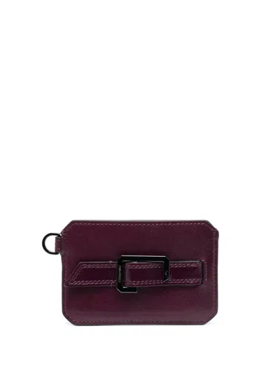 Zadig & Voltaire Le Cecilia Leather Card Holder In Purple