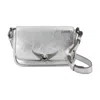 Zadig & Voltaire Le Zazi Metallic Leather Crossbody Bag In Silver
