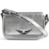 Zadig & Voltaire Le Zazi Metallic Leather Crossbody Bag In Silver