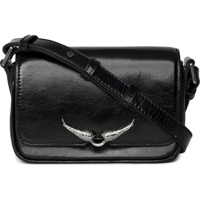 Zadig & Voltaire Le Zazi Vintage Patent Crossbody Bag In Black