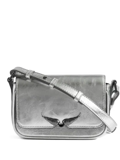 Zadig & Voltaire Le Zazi Winged Cross Body Bag In Silver