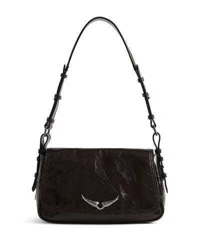 Zadig & Voltaire Le Zouzou Vintage Effect Patent Leather Bag In Black