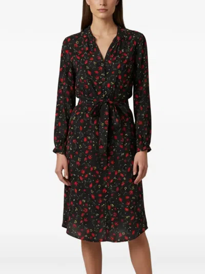 Pre-owned Zadig & Voltaire Leaf-print Mini Dress In Black