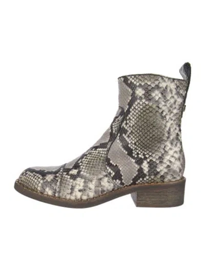 Pre-owned Zadig & Voltaire Leather Animal Print Boots In Black/green/neutrals
