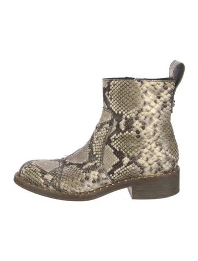 Pre-owned Zadig & Voltaire Leather Animal Print Boots In Neutral