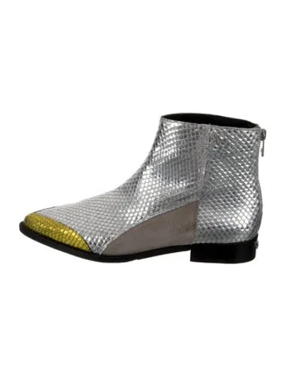 Pre-owned Zadig & Voltaire Leather Animal Print Boots In Silver