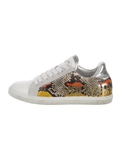 Pre-owned Zadig & Voltaire Leather Animal Print Sneakers In Neutral