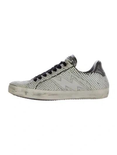 Pre-owned Zadig & Voltaire Leather Animal Print Sneakers In White