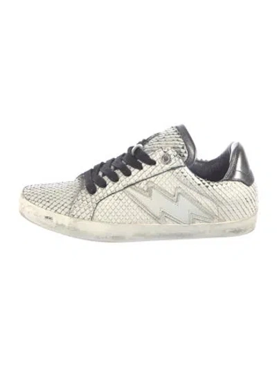 Pre-owned Zadig & Voltaire Leather Animal Print Sneakers In White