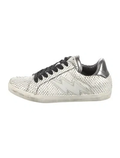Pre-owned Zadig & Voltaire Leather Animal Print Sneakers In White