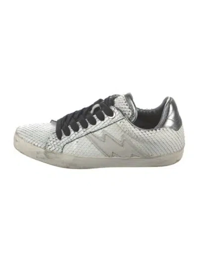 Pre-owned Zadig & Voltaire Leather Animal Print Sneakers In White