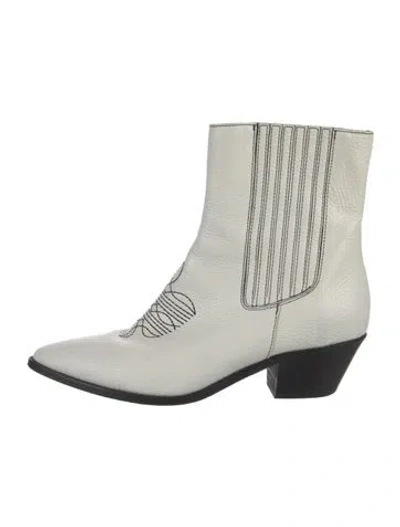 Pre-owned Zadig & Voltaire Leather Animal Print Western Boots In White