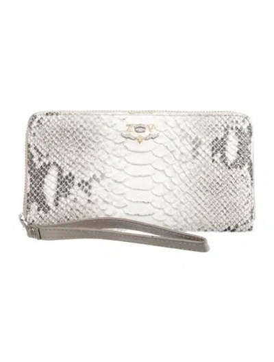 Pre-owned Zadig & Voltaire Leather Animal Print Wristlet In Gray