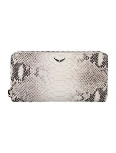 Pre-owned Zadig & Voltaire Leather Animal Print Wristlet In Neutral