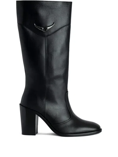 Zadig & Voltaire Leather Ankle Boots In Black