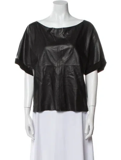 Pre-owned Zadig & Voltaire Leather Bateau Neckline Blouse In Multi
