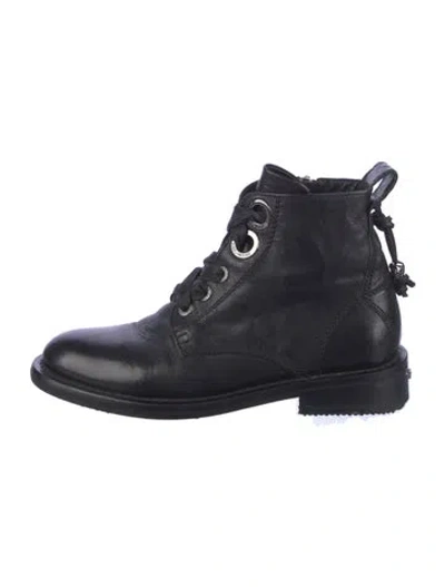 Pre-owned Zadig & Voltaire Leather Beaded Accents Combat Boots In Black