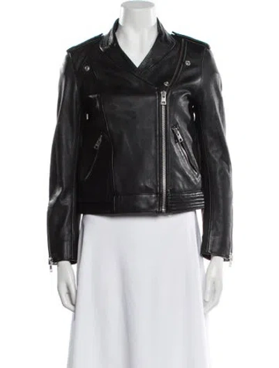 Pre-owned Zadig & Voltaire Leather Biker Jacket In Blue