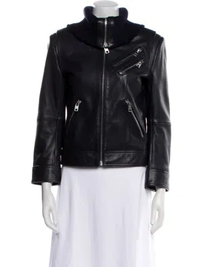 Pre-owned Zadig & Voltaire Leather Biker Jacket In Blue
