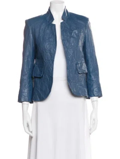 Pre-owned Zadig & Voltaire Leather Biker Jacket In Blue