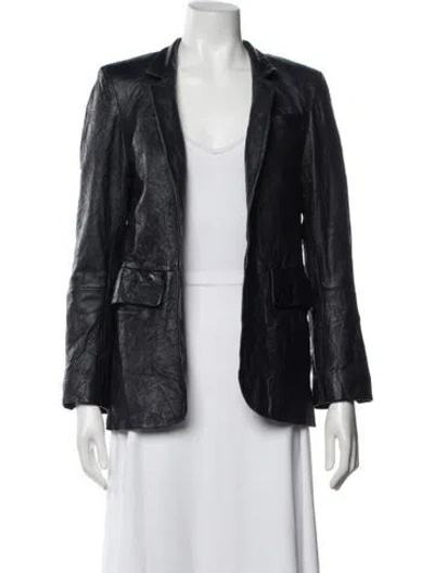 Pre-owned Zadig & Voltaire Leather Biker Jacket In Blue