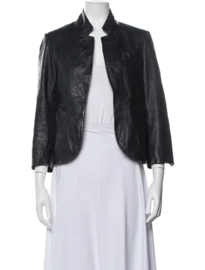 Pre-owned Zadig & Voltaire Leather Biker Jacket In Blue