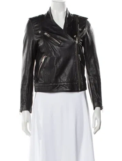 Pre-owned Zadig & Voltaire Leather Biker Jacket In Gray