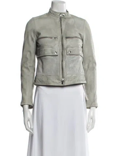 Pre-owned Zadig & Voltaire Leather Biker Jacket In Gray