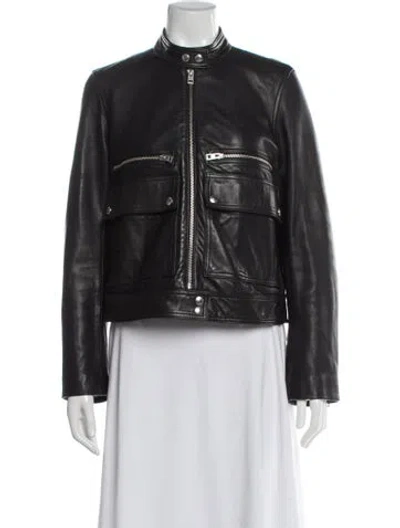 Pre-owned Zadig & Voltaire Leather Biker Jacket In Gray