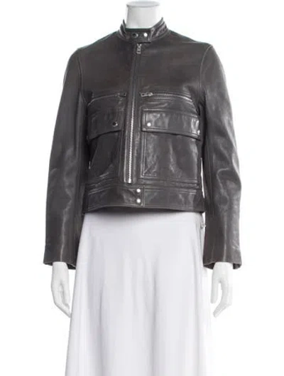 Pre-owned Zadig & Voltaire Leather Biker Jacket In Gray